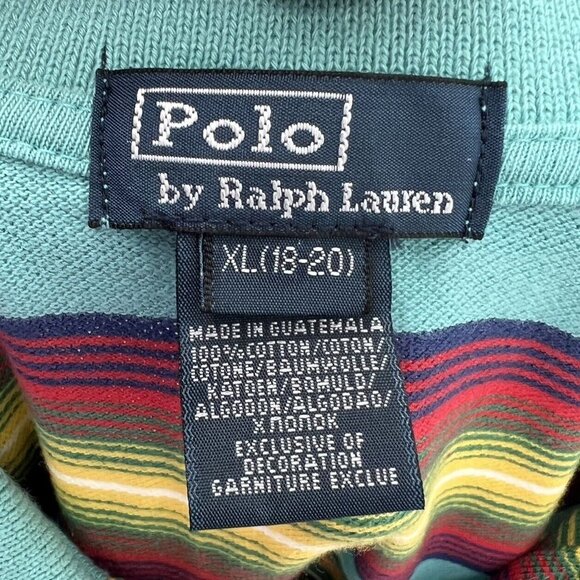 Polo By Ralph Lauren Youth XL Extra Large Multicolor Striped Cotton Polo Shirt - Picture 5 of 5